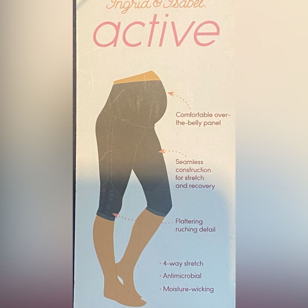 Women’s maternity pants | Ingrid & Isabel seamless active knee pants grey NWT M. - Picture 5 of 8